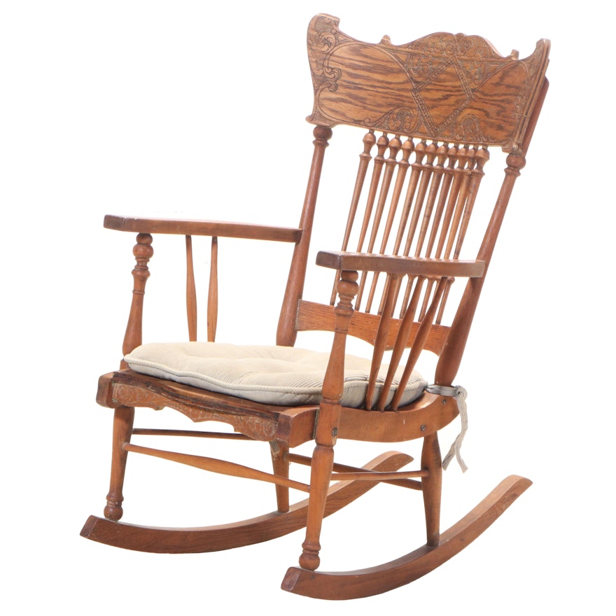 The Wisconsin Chair Co. Press-Decorated and Spindle-Back Child's Rocker, c. 1900