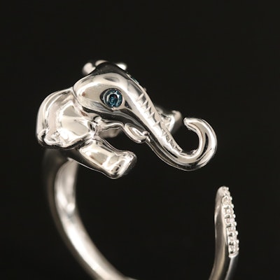 Sterling Diamond Elephant Ring