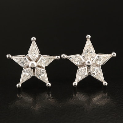 14K 1.50 CTW Diamond Star Stud Earrings