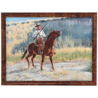 Les LeFevre Southwestern Oil Painting of Cowboy, Late 20th Century