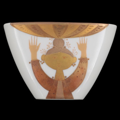 Bjørn Wiinblad for Rosenthal Gilt Decorated Porcelain Vase