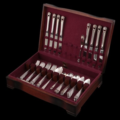 1847 Rogers Brothers "Eternally Yours" Silver Plate Flatware in Storage Chest