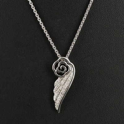 Hallmark Sterling Diamond Angel Wing Pendant Necklace