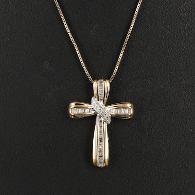 Sterling 0.27 CTW Diamond Cross Pendant Necklace