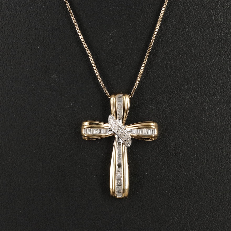Sterling 0.27 CTW Diamond Cross Pendant Necklace
