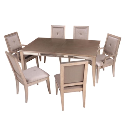 Seven-Piece Valuecom Limited "Ailey" Giltwood and Mirrored Glass Dining Set