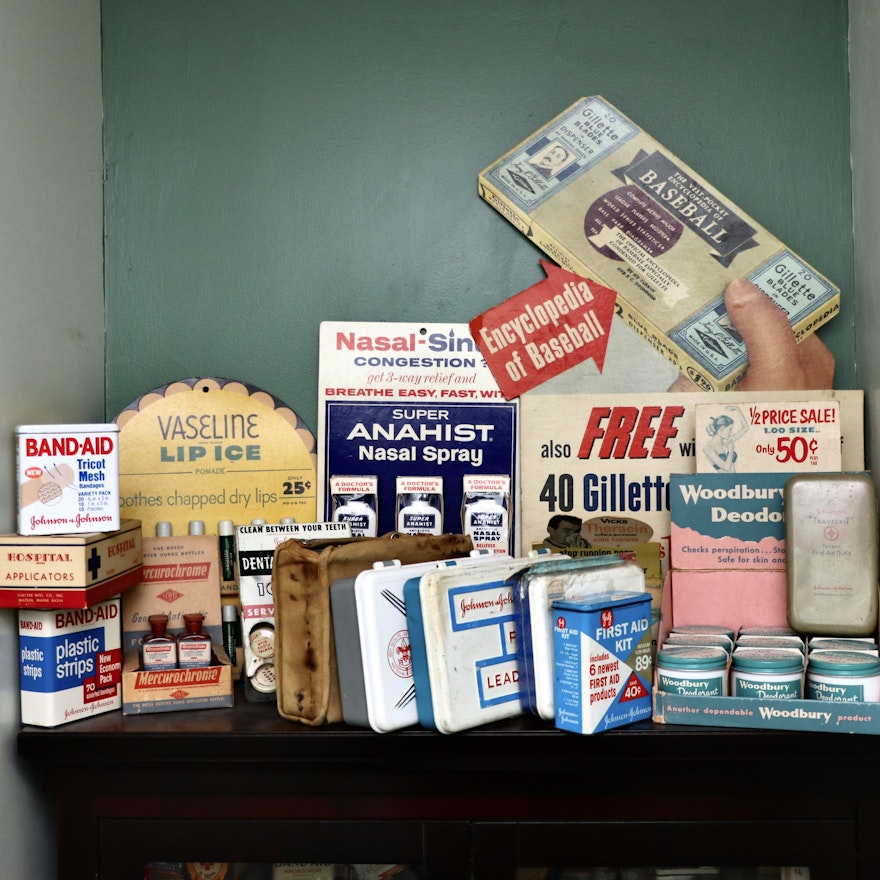 First Aid Kits, Medicinal and Home Care Tins and More, 20th Century