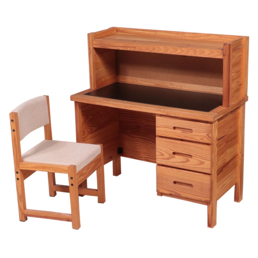 Through The Barn Door Furniture Co. Pine Desk with Hutch and Side Chair