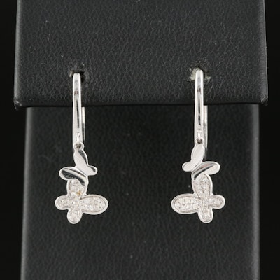 14K 0.16 CTW Diamond Butterfly Charm Huggie Earrings