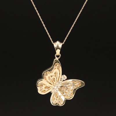 14K Butterfly Pendant Necklace