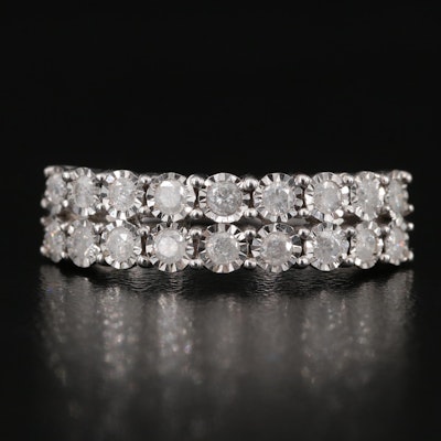 Sterling Diamond Double Row Band