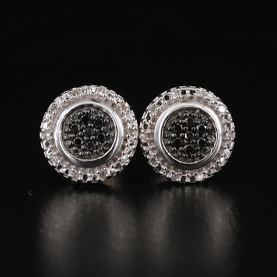 Sterling Diamond Stud Cluster Earrings