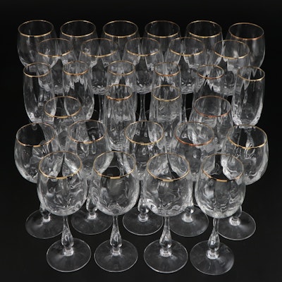 Oneida "Belcourt Gold" Water Goblets and Other Stemware, Late 20th Century