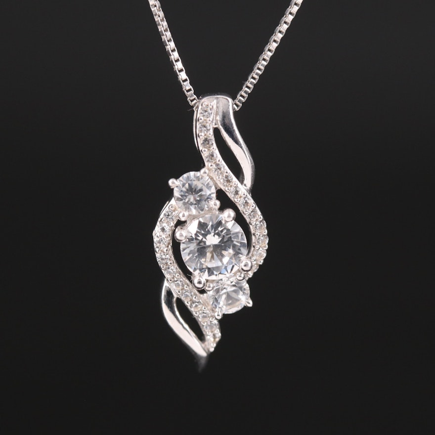 Sterling Sapphire Pendant Necklace