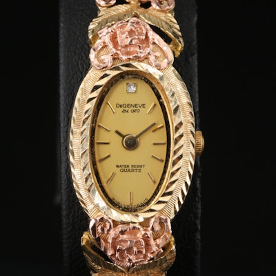 14K Two-Tone Rose Cover and Band on DeGeneve Wristwatch
