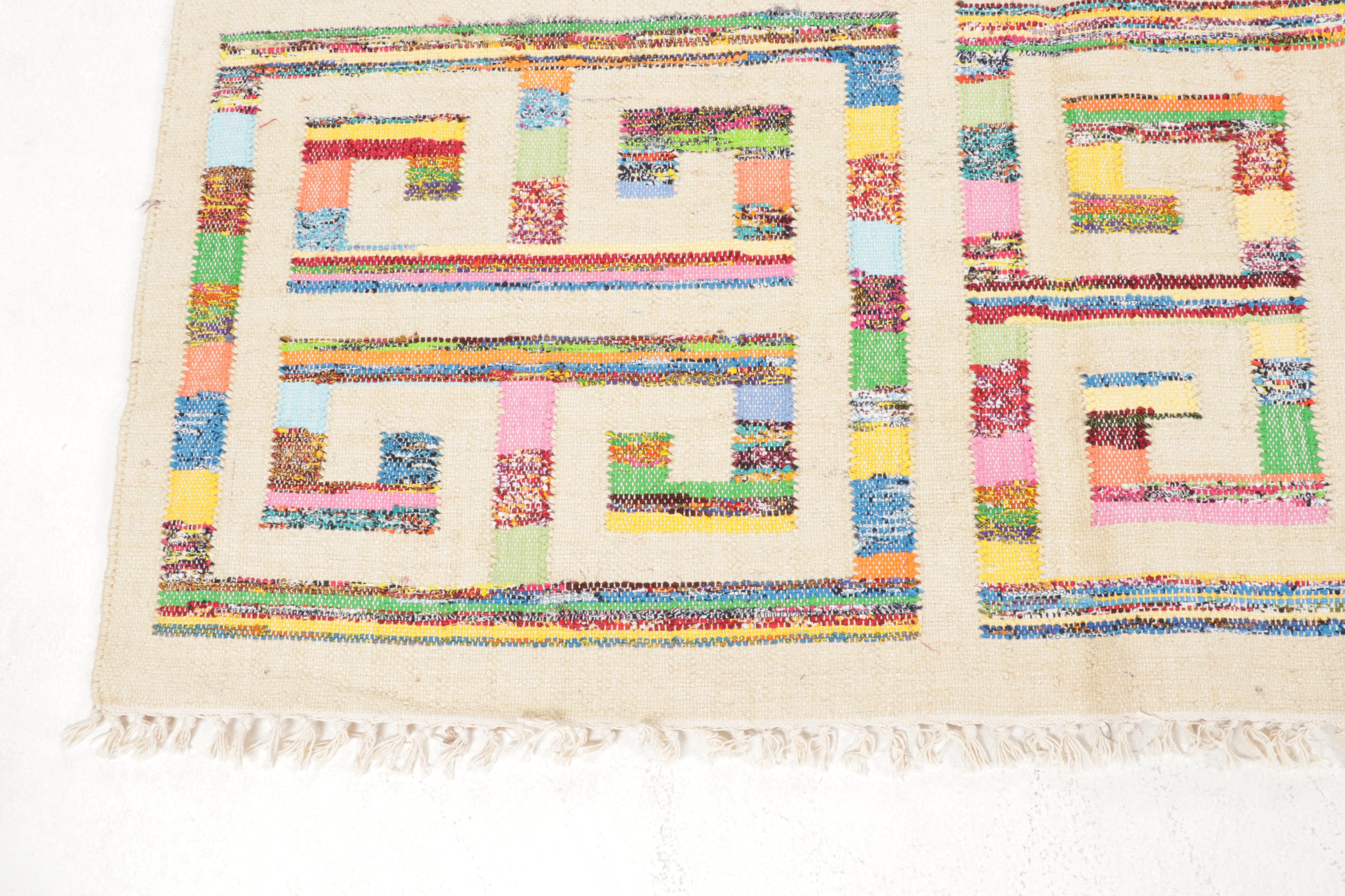 9' x 12'1 Handwoven Indian Rag Rug Room Sized Rug | EBTH