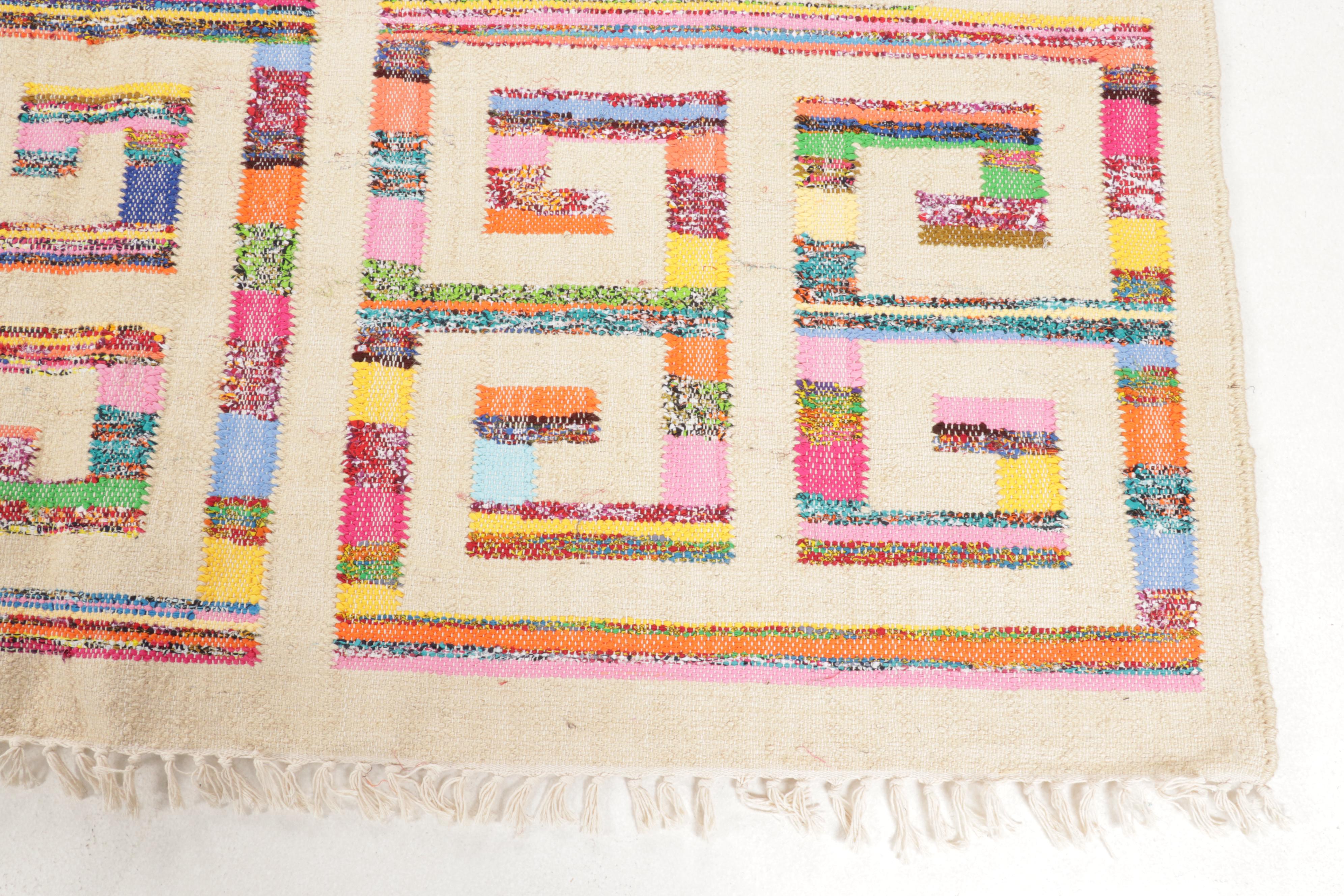 9' x 12'1 Handwoven Indian Rag Rug Room Sized Rug | EBTH