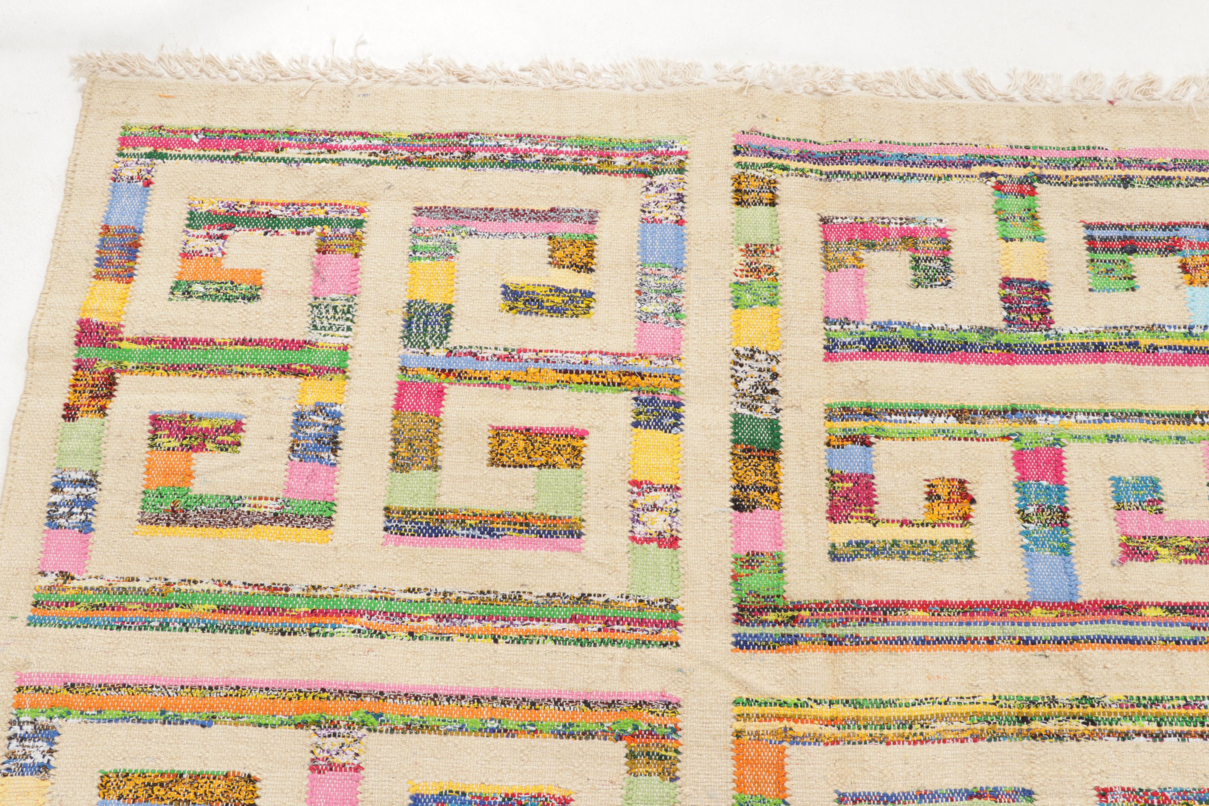 9' x 12'1 Handwoven Indian Rag Rug Room Sized Rug | EBTH