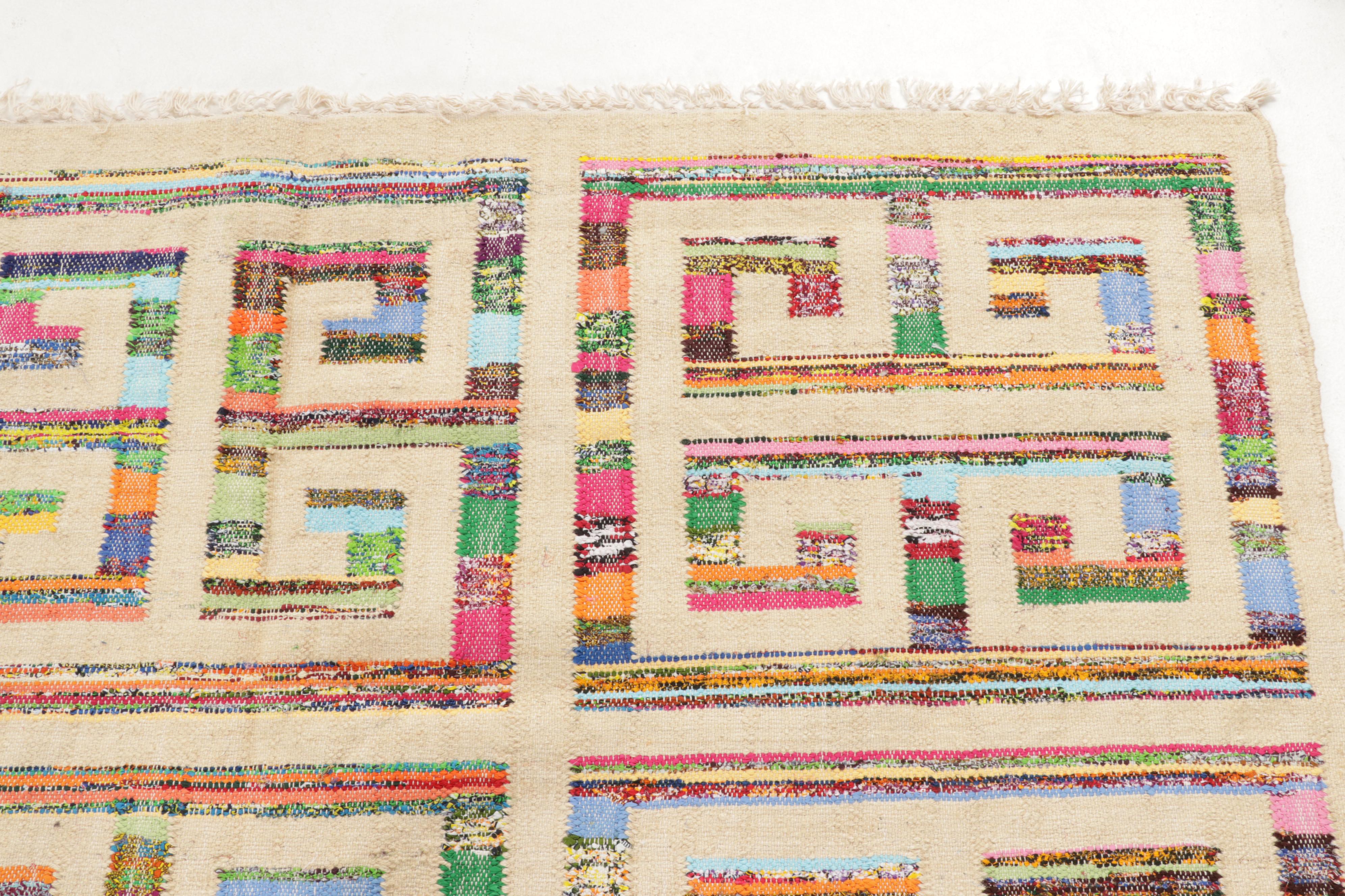 9' x 12'1 Handwoven Indian Rag Rug Room Sized Rug | EBTH