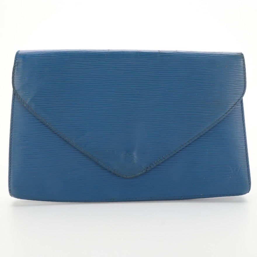 Louis Vuitton Art Deco Clutch in Blue Epi Leather