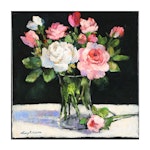 Nancy Morgan Floral Still Life Acrylic Painting "Pink and White Roses"