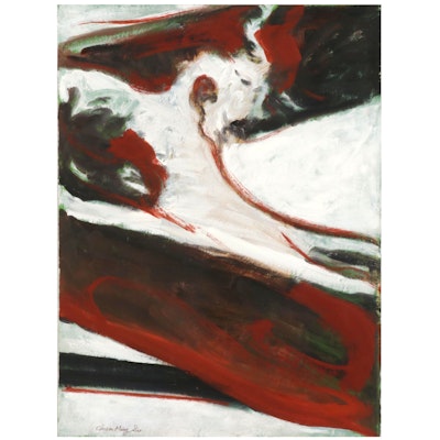 Chien Ming Su Abstract Oil Painting, Late 20th Century