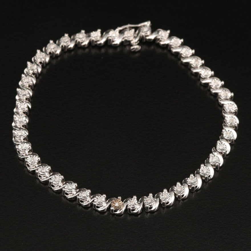 Sterling Diamond 'S' Link Bracelet