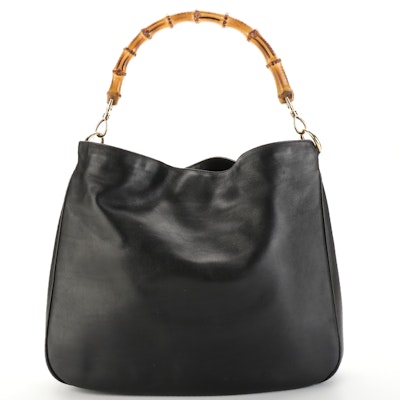 Gucci Bamboo Black Leather Shoulder Bag