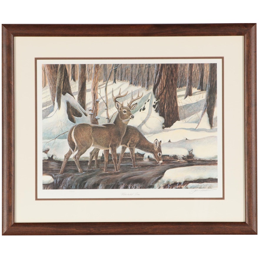 John Ruthven Offset Lithograph "White-tailed Deer," Late 20th Century