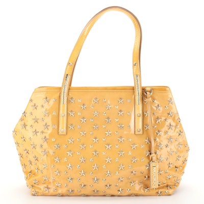 Jimmy Choo Star Studded Yellow Patent Leather Tote Bag