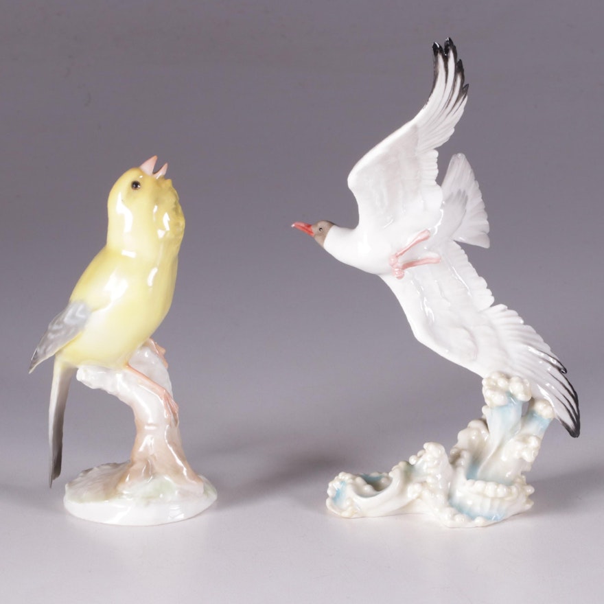 Hutschenreuther Porcelain Bird Figurines, Late 20th Century