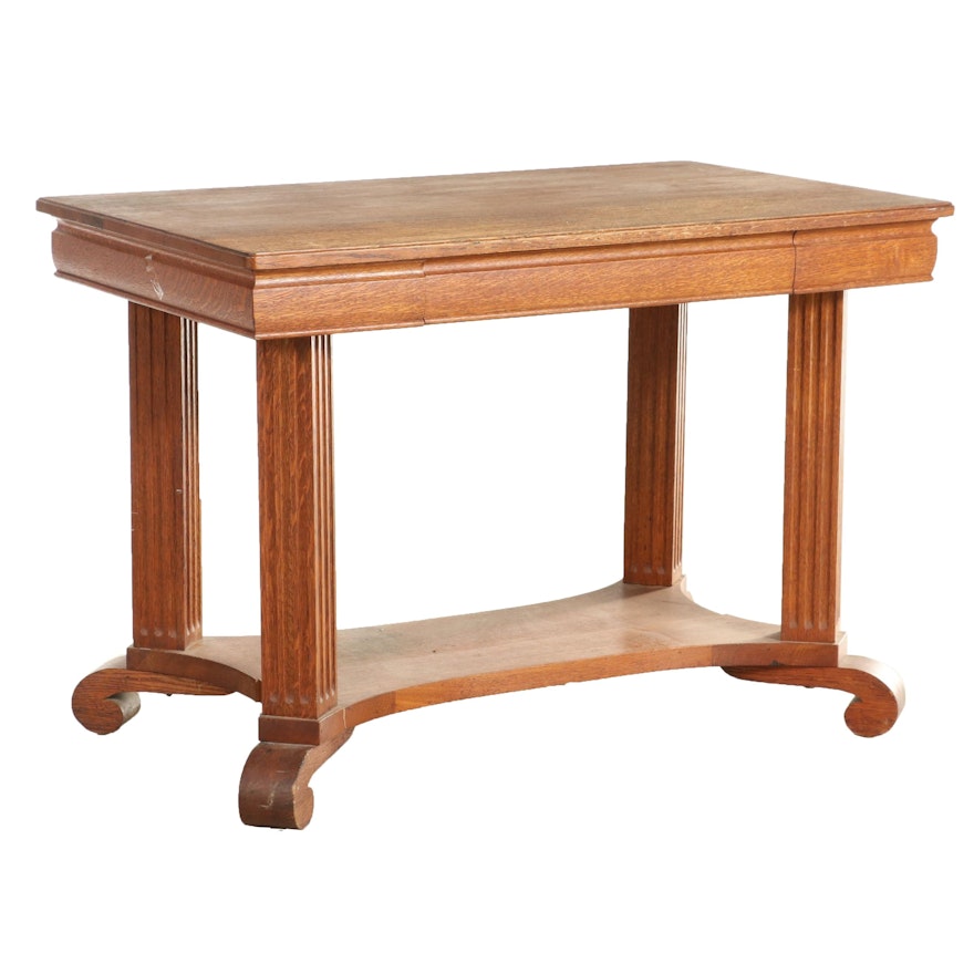 Wolverine Mfg. Co. Empire Revival Carved and Quartersawn Oak Writing Table