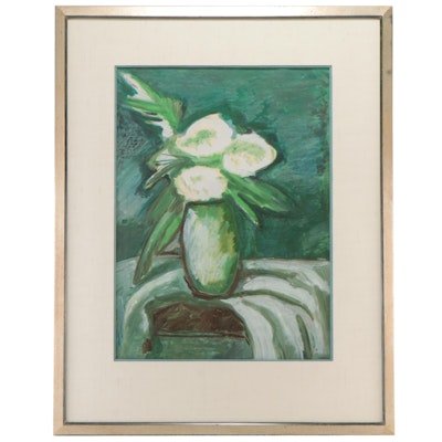 Frances Daution Floral Still Life Oil Painting, Late 20th Century