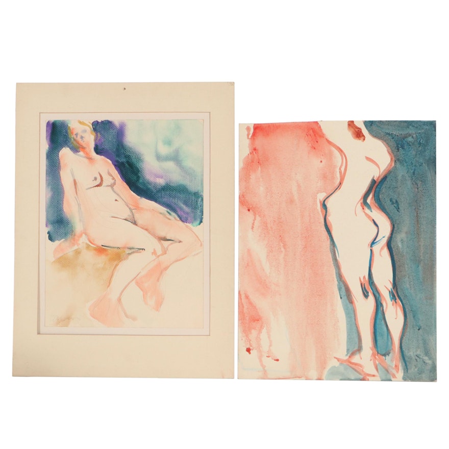 Robert Domin Nude Figure Watercolor Paintings