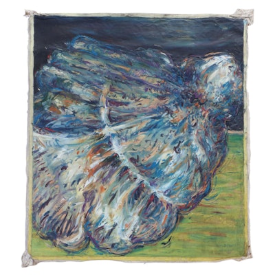 Robert Domin Abstract Oil Painting "Windswept," 1987