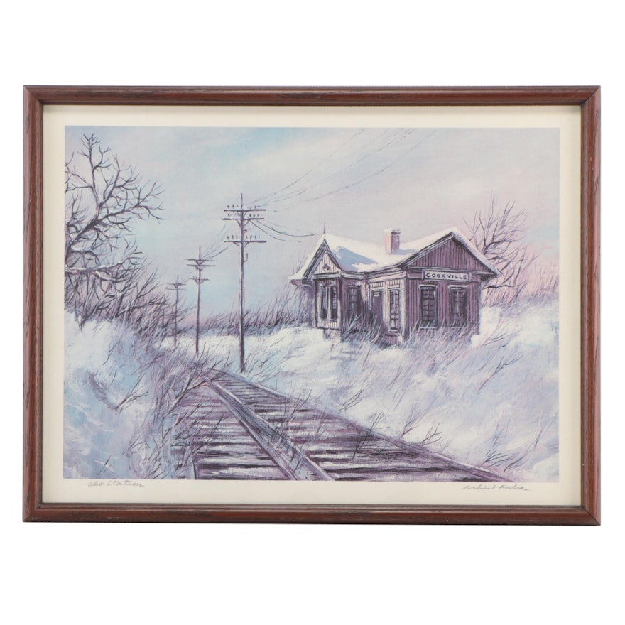 Robert Fabe Offset Lithograph "Old Station," Late 20th Century
