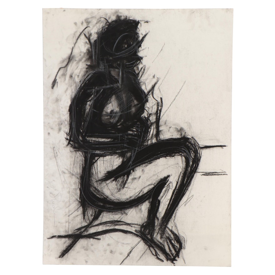 Richard Snyder Nude Figure Charcoal Drawing