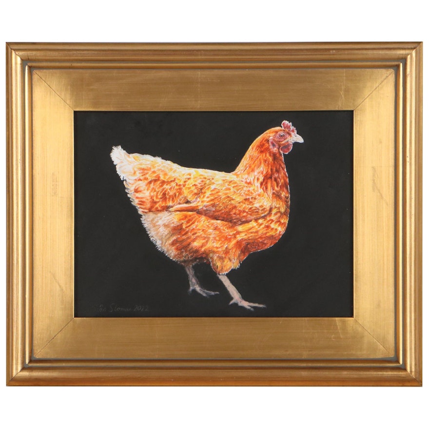 Siân Sloman Oil Painting of Chicken, 2022