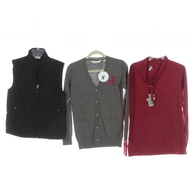 University of Alabama Cardigan with Other Lined Vest and Cowl Neck Sweater