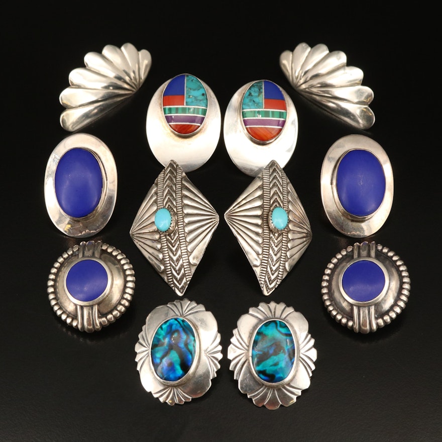 Southwestern and Mexican Sterling Earrings Including Abalone and Turquoise