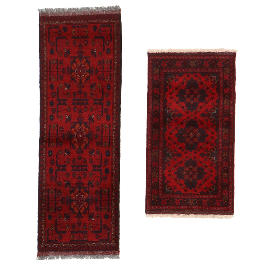 1'9 x 5'4 Hand-Knotted Afghan Kunduz Accent Rug and Carpet Runner