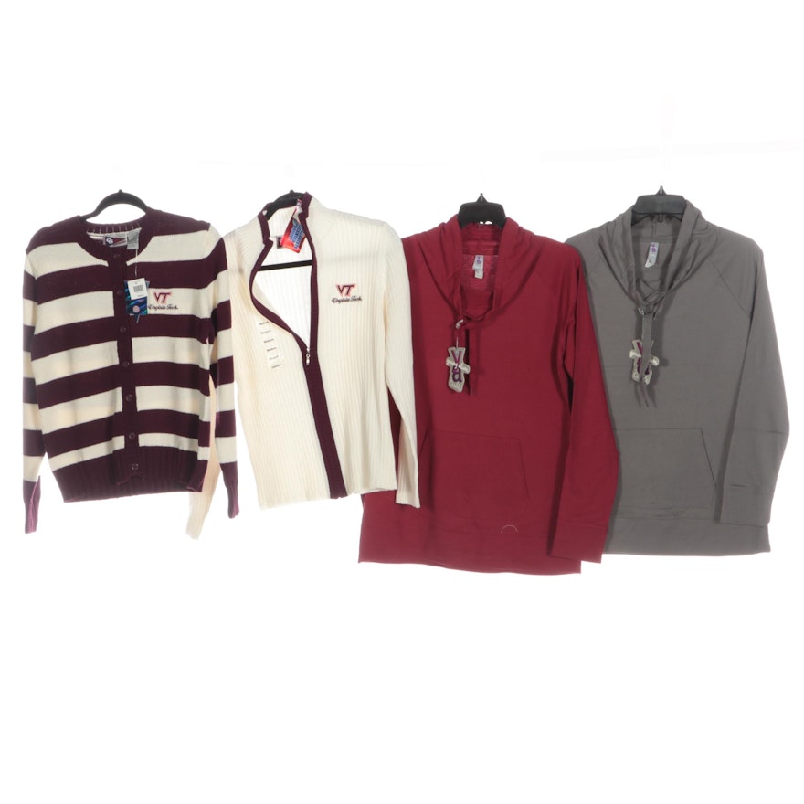 Virginia Tech Zip/Button-Front Sweaters and Cowl-Neck Pullovers