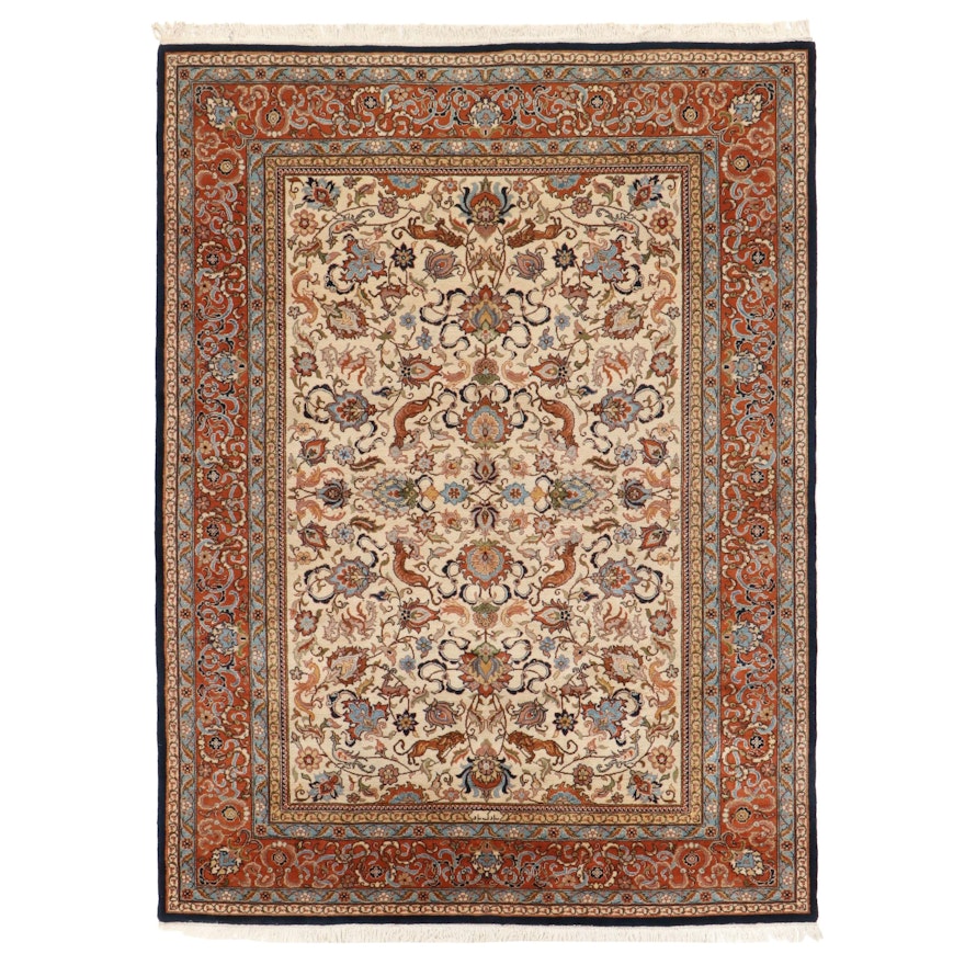 8'10 x 12'5 Hand-Knotted Persian Kashmar Room Sized Rug