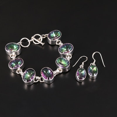 Sterling Glass Matching Bracelet and Earrings