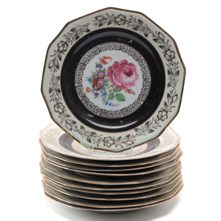 Schumann Hand-Painted Porcelain Dinner Plates, Mid-20th Century