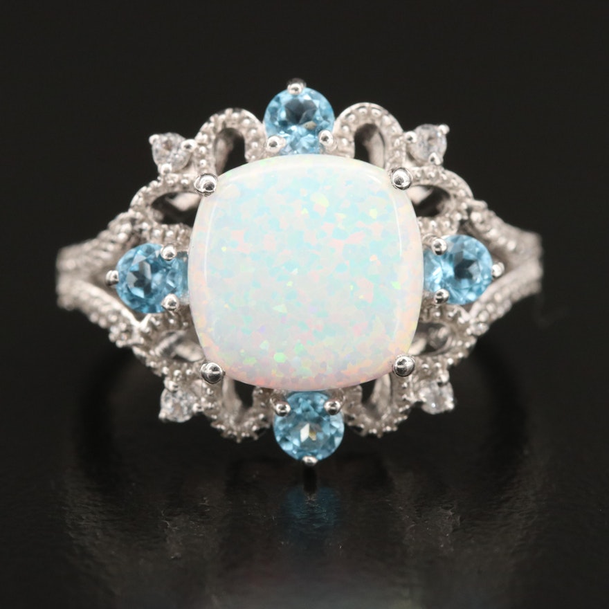 Sterling Opal and Topaz Ring
