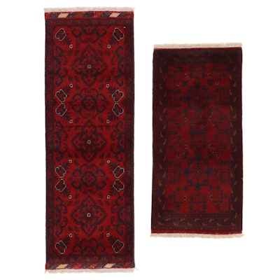 1'10 x 5'3 Hand-Knotted Afghan Kunduz Carpet Runner with Accent Rug