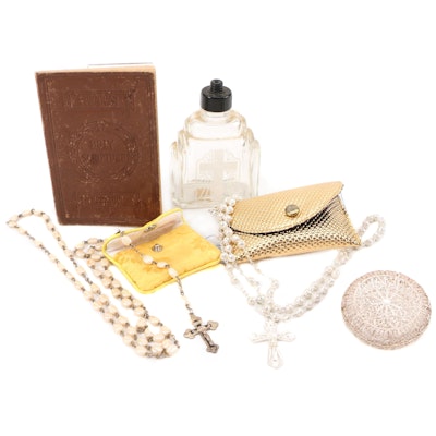 American Bible Society "Gospel of John" with Rosaries and Holy Water Bottle