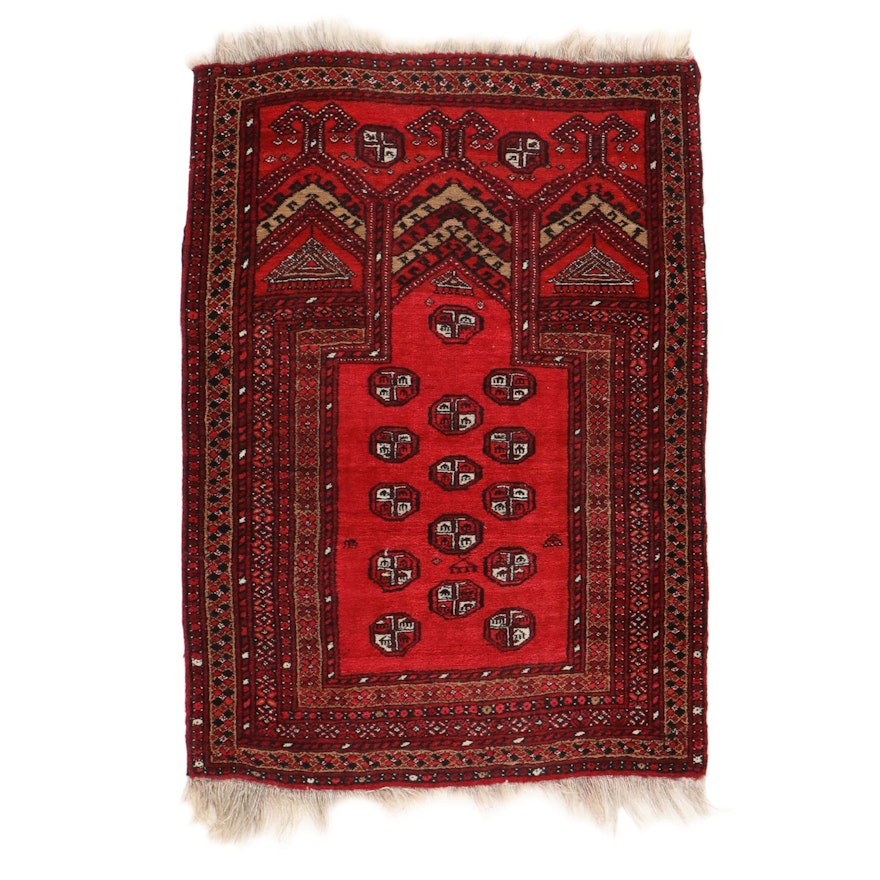 2'8 x 3'11 Hand-Knotted Afghan Prayer Rug