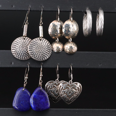 Sterling Earring Selection Including Lapis Lazuli
